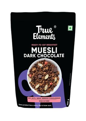True Elements Dark Chocolate Muesli, Ready-to-Eat Breakfast Cereal, High in Fiber, with Nuts, Seeds, Berries & Wholegrain, 950g