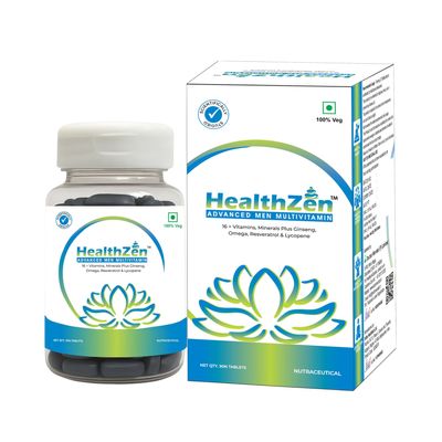 HealthZen Advanced Men Multivitamin Pack of 2 | 16+ Vitamins & Minerals with Ginseng, Omega, Resveratrol & Lycopene | Daily Energy, Immunity & Vitality Support Pack of 1