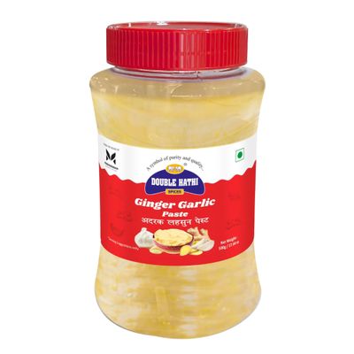 Double Hathi Ginger Garlic Paste 500Gm Pack of 2 | Bold Aroma & Natural Flavor | No Added Colors or Flavor | Made with Real Ingredients | Ready-to-Use Paste for Hotels, Restaurants & Bulk Cooking
