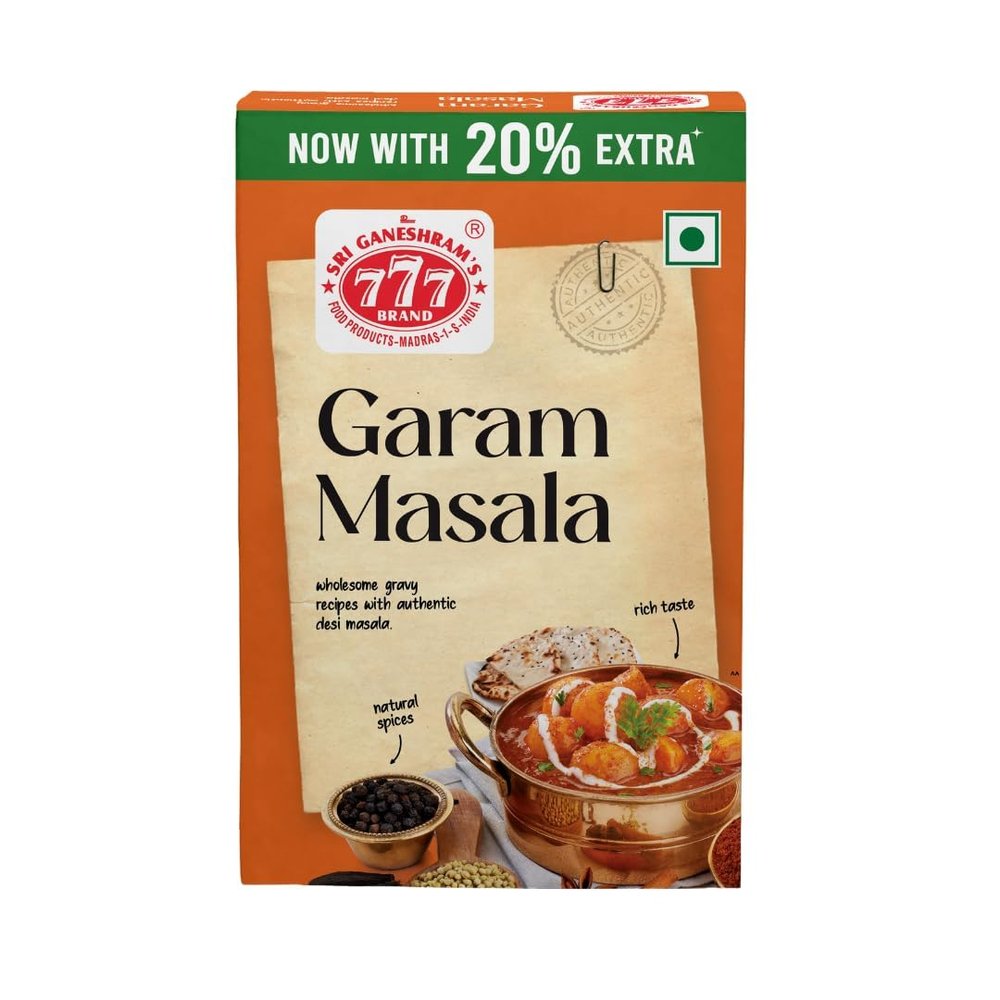 777 Garam Masala 50g + 10g Extra (Pack of 2) | Aromatic Spice Blend | Whole Spice Mix for Curries | Total 120g