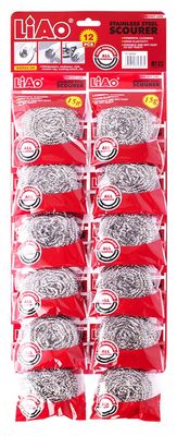 Liao Heavy Duty Stainless Steel Scrubber for Kitchen Cleaning 12 Pcs Scourer Pack Rust-Free Steel Wool Pads for Utensils Cookware Pots & Pans | Long-Lasting Metal Cleaning Scrubber (12, Silver)
