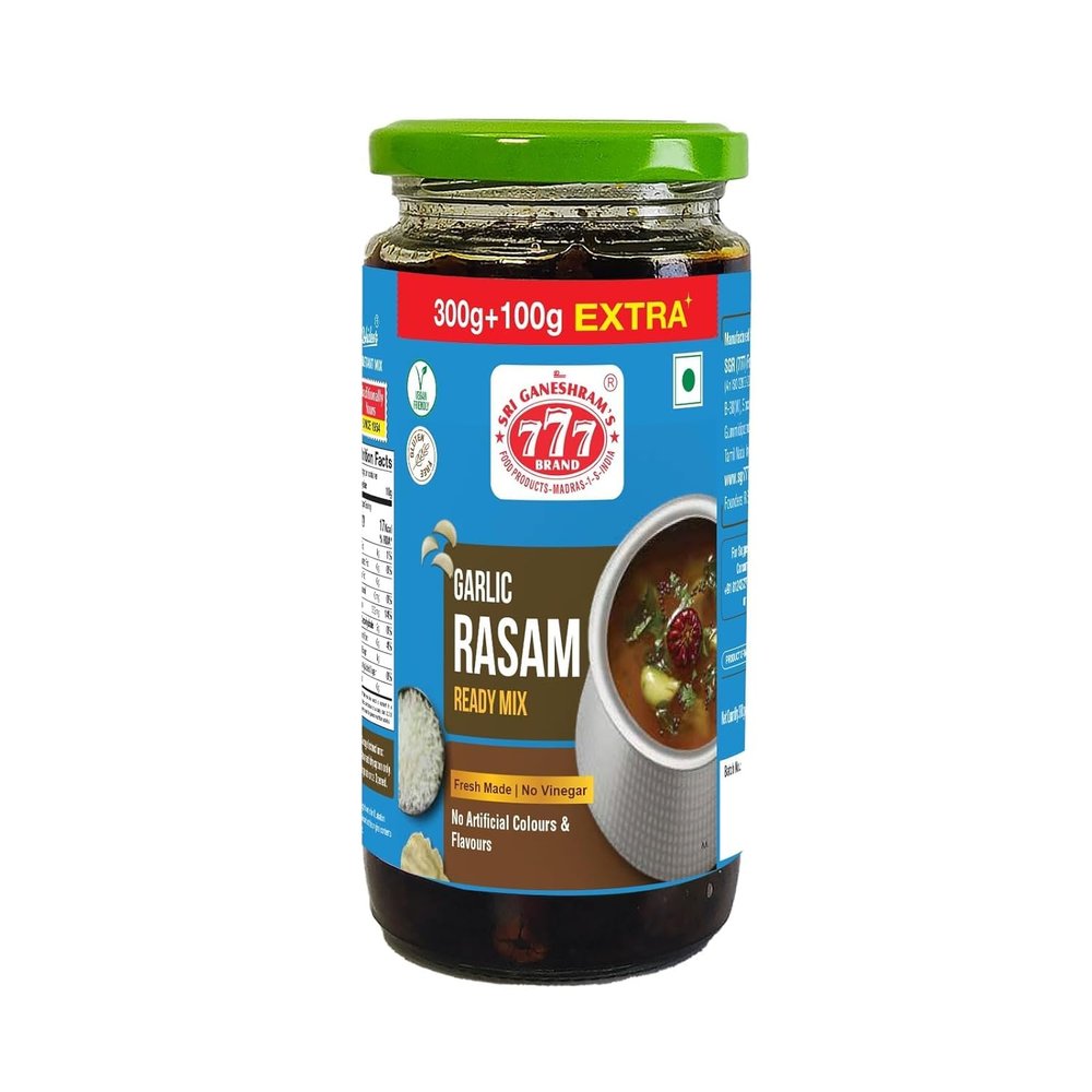 777 Garlic Rasam Paste 400g (300g + 100g Extra) Pack of 2 | Poondu Rasam Mix | Instant Soup Base | Digestive Rasam | Total 800g