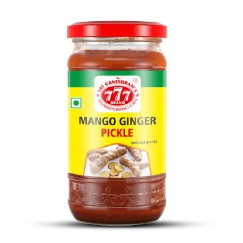 777 Mango Ginger Pickle 300g (Pack of 2) | Maa Inji Oorugai | Turmeric Ginger Pickle | Unique Aroma Side Dish | Total 600g