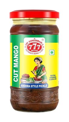 777 AP Style Cut Mango Pickle 300g (Pack of 2) | Spicy Maangai Oorugai | Andhra Achar with Mustard Spice | Total 600g
