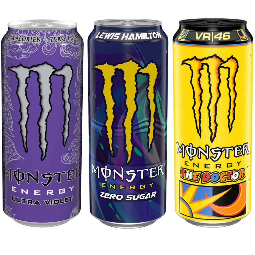 Monster Energy eSports Gaming Pack Limited Edition Lewis Hamilton, The Doctor VR46 & Ultra Violet Zero Sugar Energy Drinks, 3 Flavors (500ml Each Cans) Fuel for Gamers & Streamers (IMPORTED-USA)