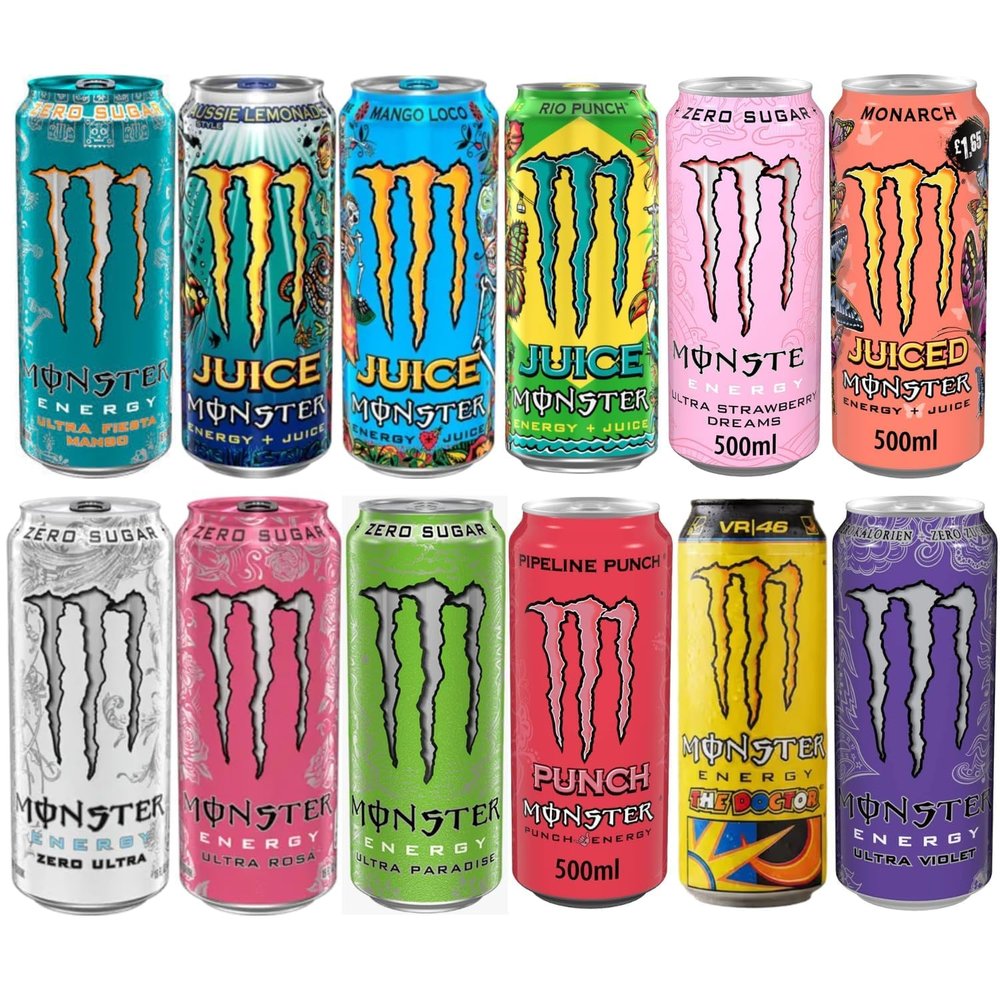 Monster Energy Drink Esports Edition By Cougar Assorted Flavours 500ml (Pack of 12) | Pro Gamer Energy Boost | Zero Sugar & Regular Energy Drinks | Imported Variety Pack's (IMPORTED-USA)