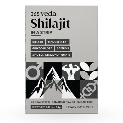 365veda ShilaJit Strips | Zinc | Energy & Stamina Booster | Ayurvedic | Vitality Support | Ginko Biloba | Natural Strength | Performance Enhancer | 30 Oral Strips