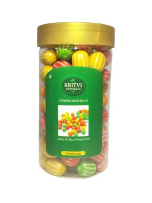 KRITVI NATURALS Chewing Gum Balls  Assorted Fruit Flavors  Colorful, Bubble Gum for Kids & Adults |200gm