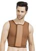 Dermapress Gynecomastia Short Vest || HIGH COMPRESSION || Velcro Closure || Chest Shapewear || Comfortable for Men || Tomboy Chest Binder || Shapewear for Post-Surgery | (Brown, Back Velcro_XS) view 1