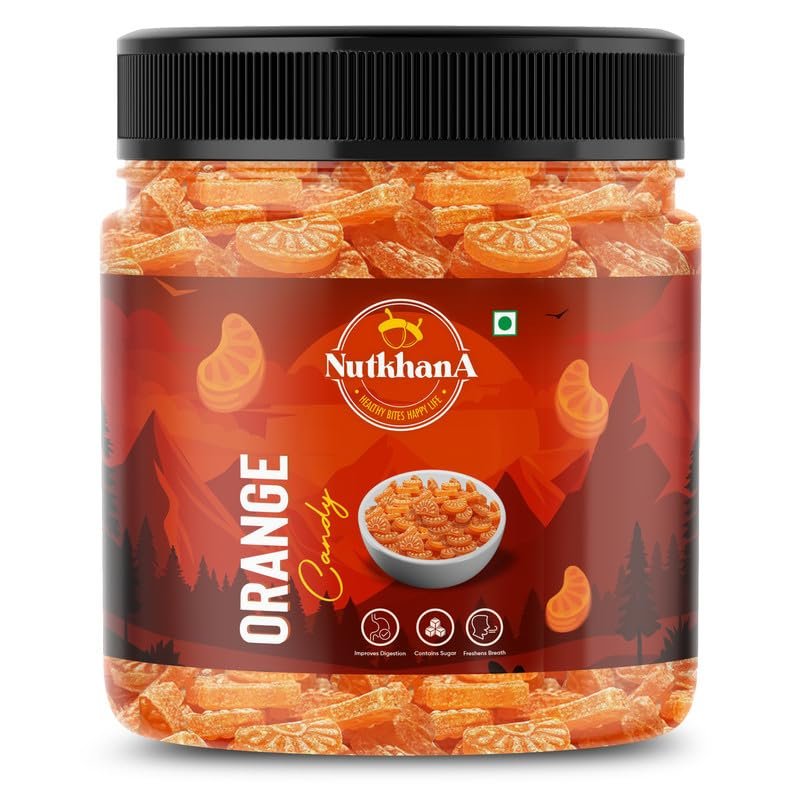 Nut khana Orange Candy 100 gm | Khatti Mithi Narangi Goli | Tangy & Sweet Orange Flavoured Candy For Kids | Narangee/Santra Toffee