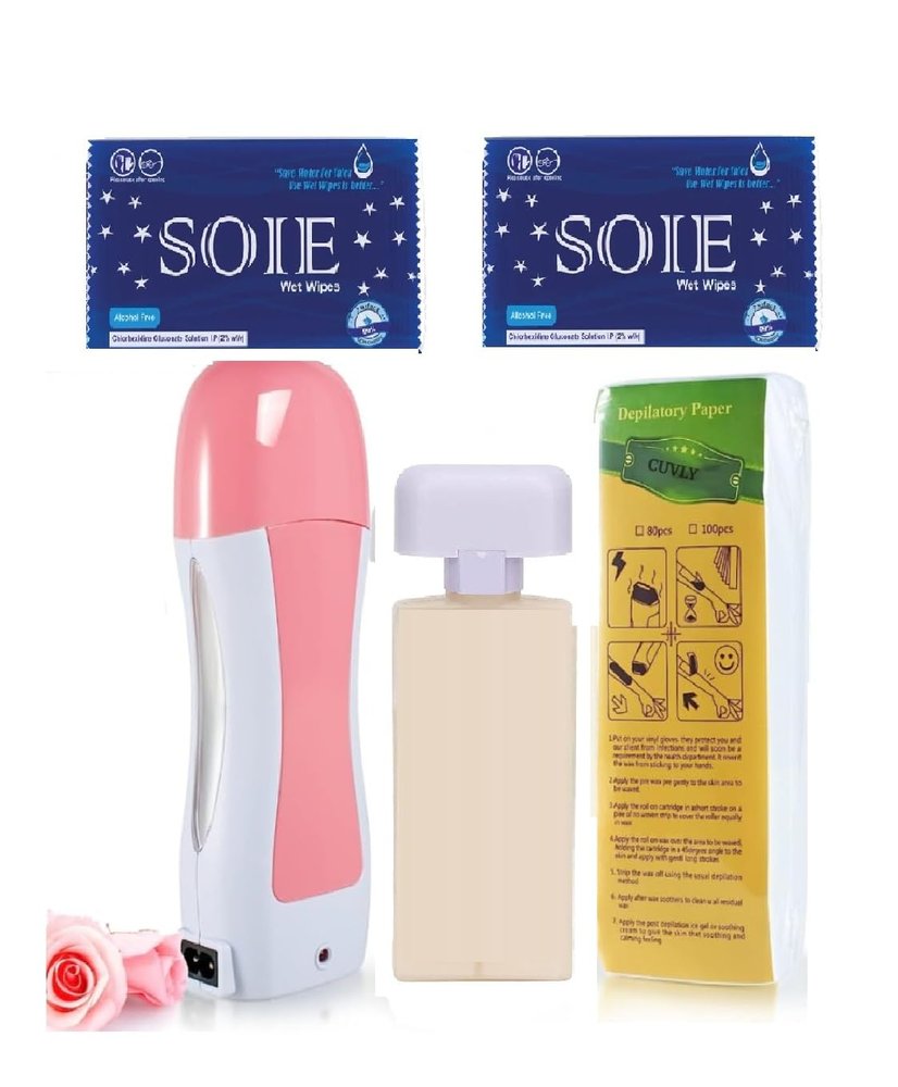 CUVLY Wax Heater For Women, Wax Warmer, Roller Wax, roll on Refill Cartridge Waxing Kit Women All Skin Types Hands, Legs, Underarms, Bikini, Intimate Area Professional Wax Machine Waxing (4)
