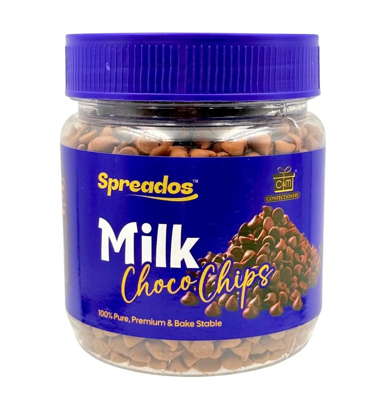 C&M Confectionery Milk Choco Chips | 200g | Premium Bake-Stable Chocolate Chips for Cookies, Cakes, Muffins & Ice Cream Toppings | Smooth, Creamy & Melt-in-Mouth Flavor