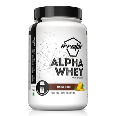 avvatar ALPHA WHEY PROTEIN | 1Kg | Mango Rush Flavour | 25g Protein | 25 Servings