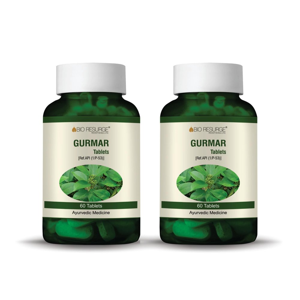 BIO RESURGE Gurmar Tablets 750mg 120 Tablets | Gymnema Sylvestre 100% Ayurvedic & AYUSH Certified | Supports Blood Sugar, Reduces Sugar Cravings, Boosts Good Cholesterol & Heart Health | Pure Natural Leaves(Pack Of 2)