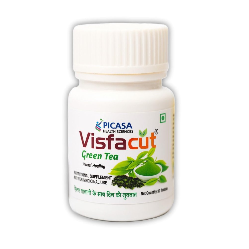 VISFACUT Herbal Green Tea | Natural Effervescent Tablet | Antioxidant Boost and Metabolism Booster | 30 Tablets