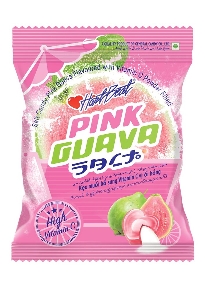 Heartbeat Pink Guava Candy  Vitamin C Filled Salt Hard Candy | Refreshing Fruity Flavor | Sweet & Tangy Guava Taste | High Vitamin C | 120g Pack | Imported Quality Candy