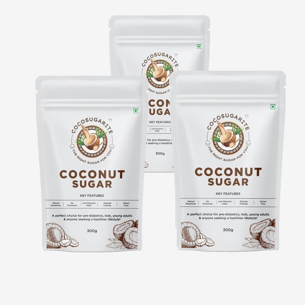 COCOSUGARITE Coconut Blossom Sugar 300g | 100% Natural Low Glycemic Sweetener | Mineral-Rich & Unrefined | Healthy Sugar Alternative for Tea, Coffee, Baking & Desserts (Pack Of 3)