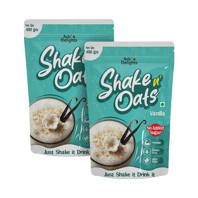 Vanilla Oats Shake Pack of 2 (400g) Each | Oats Blend | High Protein, No Added Sugar | Ready in 30 Sec | Healthy Guilt-Free Drink for Busy Days, Pre Workout and Breakfast On-the-Go