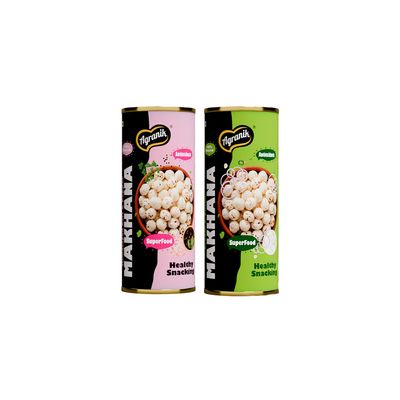 Agranik Roasted Makhana Combo Pack  Himalayan Salt & Cream Onion Flavour | Healthy Protein-Rich Foxnuts | No Palm Oil, No Preservatives | Crunchy Guilt-Free Snack [Pack of 2]