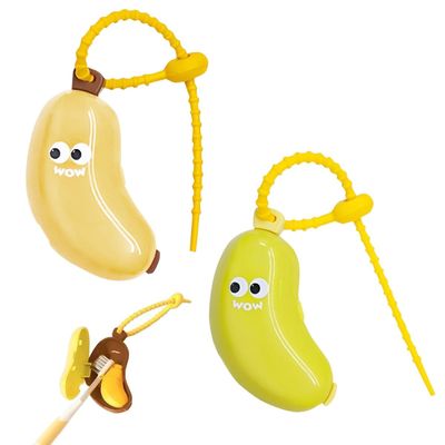 Cots and Cuddles Banana Shape Toothbrush Holder with Silicone Toothpaste Holder for Kids | BPA-Free, Dustproof & Travel-Friendly Toothbrush Caps | Cute Bathroom Organizer for Toddlers & Children 1pc