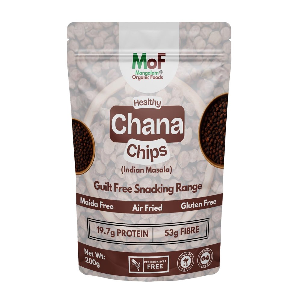MOF Crunchy Kala Chana Chips Indian Masala 200g | Air fried, Gluten-Free & Guilt-Free Namkeen Snacks | Light, Crispy & Delicious Healthy Snacks for Adults and Kids
