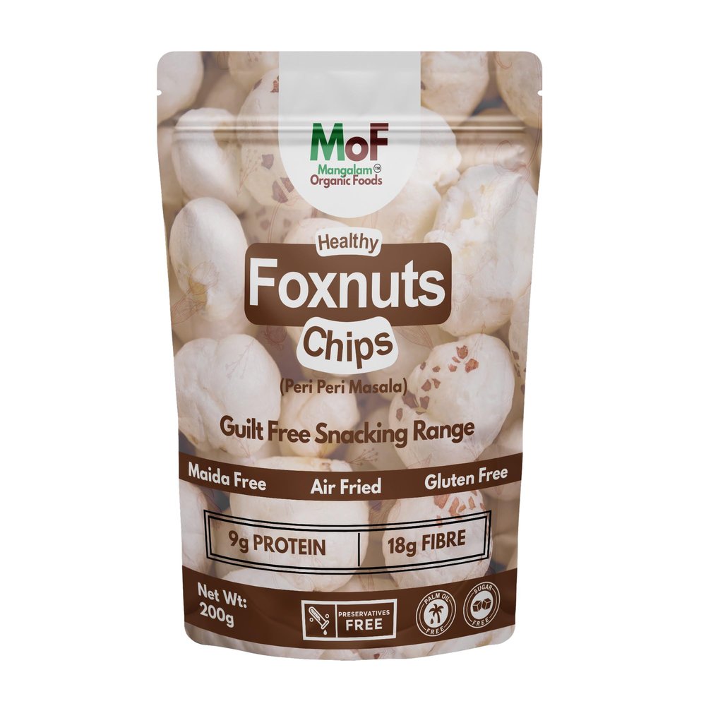 MOF Crispy Foxnut Chips 200g | Roasted Makhana Chips | Light, Crunchy & Flavorful Healthy Snacks for Adults and Kids | Air fried & Gluten-Free Namkeen Snacks