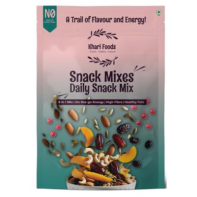 Khari Foods Daily 8-in-1 Trail Mix 200g | Premium Nuts, Dried Fruits & Seeds | Almonds, Cashews, Apricots, Dates, Raisins, Pumpkin Seeds, Dried Mango & Cranberries | High Protein & Fibre Snack