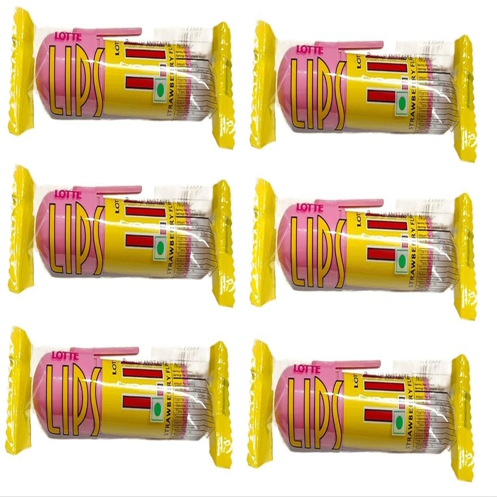 Lottee Lips Strawberry Flavoured Candy 14 Gram Each Pack Of 6 (Imported)