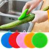 BIPLOJIT Silicone Washing Sponge Antibacterial Dish Scrubber Fruit and Vegetable Washing Brush Round Scrubber Pad Multipurpose Silicone Dishwashing Tools for Kitchen(2 psc) view 4