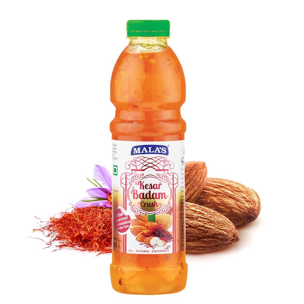 Bakers King Malas Fruit Crush Syrup for Cake Badam Kesar (750ml, Pack of 1)