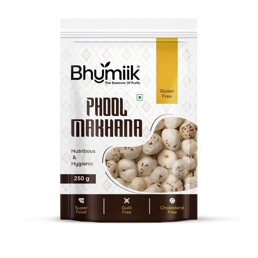 Bhumiik Premium Phool Makhana, Gluten Free Fox Nuts, Natural White, Rich in Protein, 250g Pack