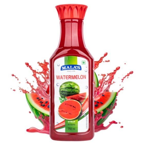 Bakers King Malas Fruit Crush Syrup for Cake Watermelon (750ml, Pack of 1)