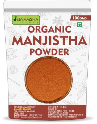 Manjistha Powder 100g | Organic Natural & Ayurvedic | Herbal Skin Cleanser & Blood Purifier | Supports Detox & Clear Complexion | Herbal Supplement |