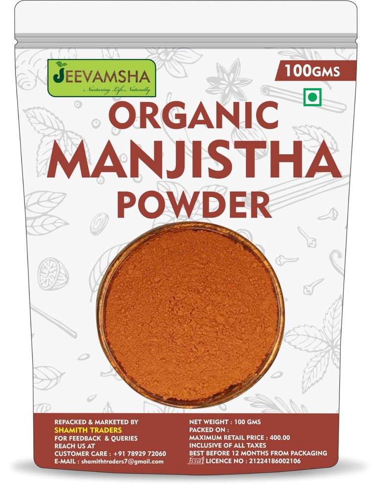 Manjistha Powder 100g | Organic Natural & Ayurvedic | Herbal Skin Cleanser & Blood Purifier | Supports Detox & Clear Complexion | Herbal Supplement |