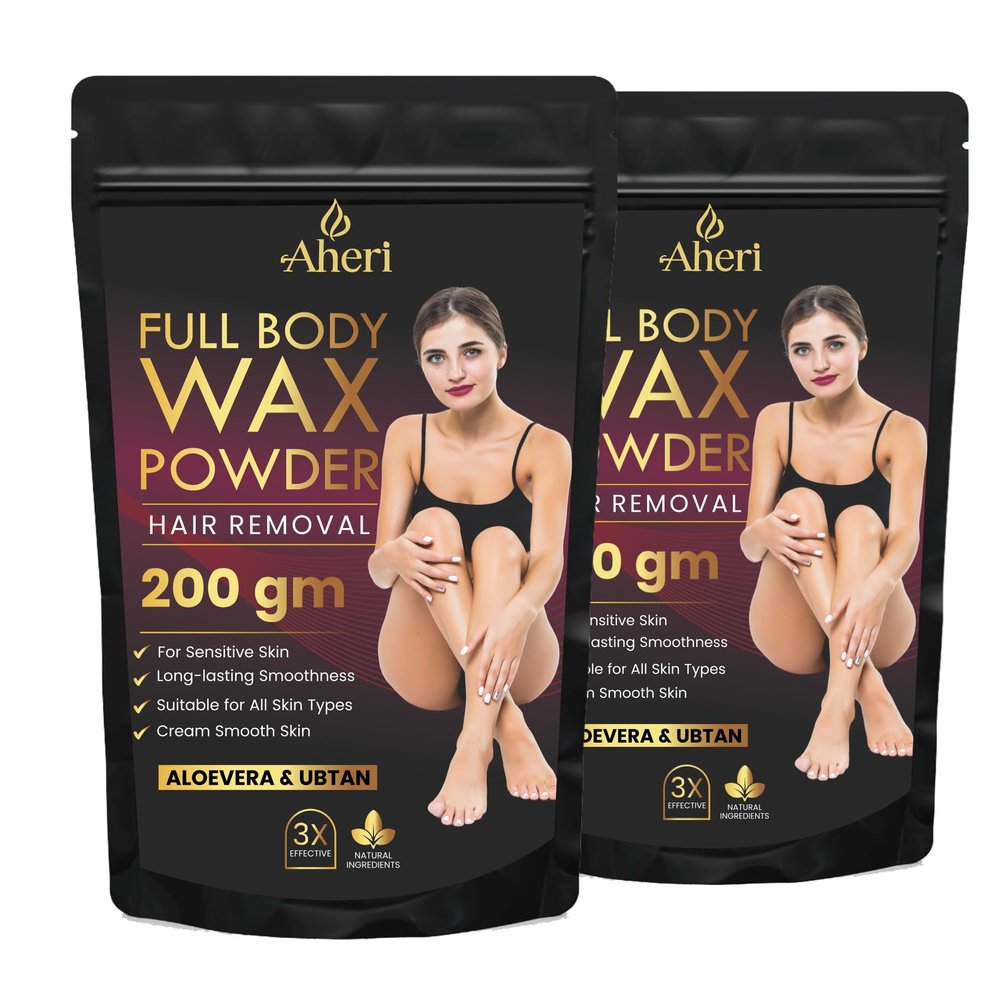 Aheri Wax Powder for Women & Men 200 gm | Herbal Wax for Hair Removal | Aloevera Powder Wax for Full Body, Bikini, Hands, Legs & Arms | Chemical-Free Hair Removal - Pack of 2