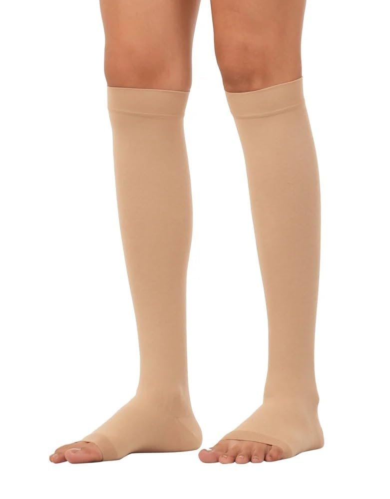 Dr Helix Below Knee Compression Stocking for Varicose Veins, Swelling & Pain Relief - Medical Support, Unisex, Skin Color - (XL)