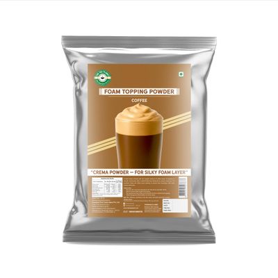Tea Planet Coffee Foam Topping Powder 1 kg  Caf-Grade Crema Mix for Cold Brews, Iced Coffees, Frappes & Milk Teas  Premium -Flavoured Foam Powder for Silky Drink Toppings (1000gms, Coffee)