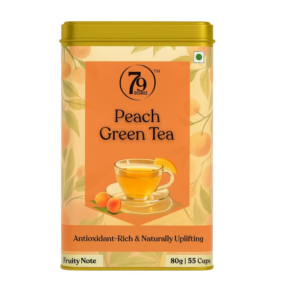 79 Degree Wellness Tea I Premium Blend in Tinbox (80 Gm, Peach Green Tea)