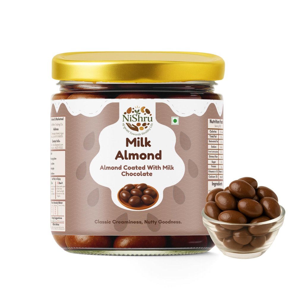 NISHRU Almond Chocolate Milk 125g | Milk Chocolate Coated Almonds (Badam) | Premium Crunchy & Creamy Chocolate Snack | Gift Pack | Dry Fruit Chocolates for Gifting & Everyday Treat