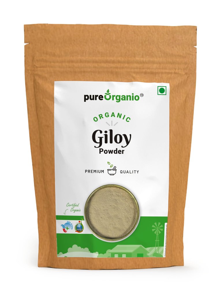 Pure Organio Organic Giloy Powder - NPOP Certified Natural Wellness Supplement Tinospora Cordifolia, Gulvel Stem for Immune Support and Detoxification (250 Gm)