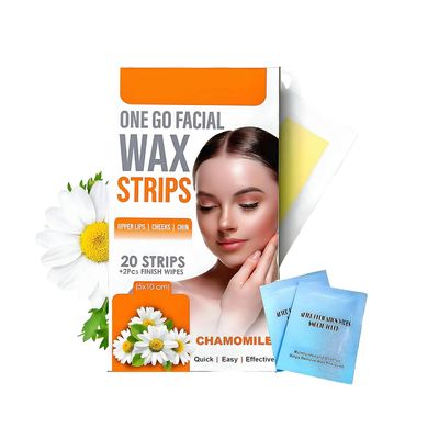 Fozzby Facial Wax Strips for Women | Ready-To-Use Facial Waxing Strips | Hair Removal Strip for Upper Lip, Eyebrows, Chin, Sidelocks, body hair | Painless Hair Removal Fozzby(20 Wax Strips + 2 Wipes)