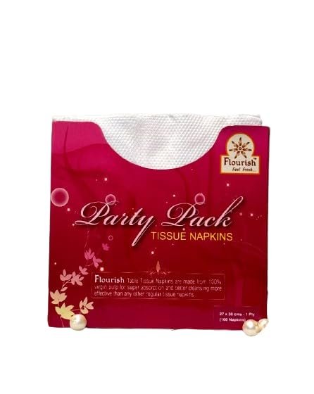 Flourish Party Pack Tissue Napkins, 100 Count, Paper Serviettes