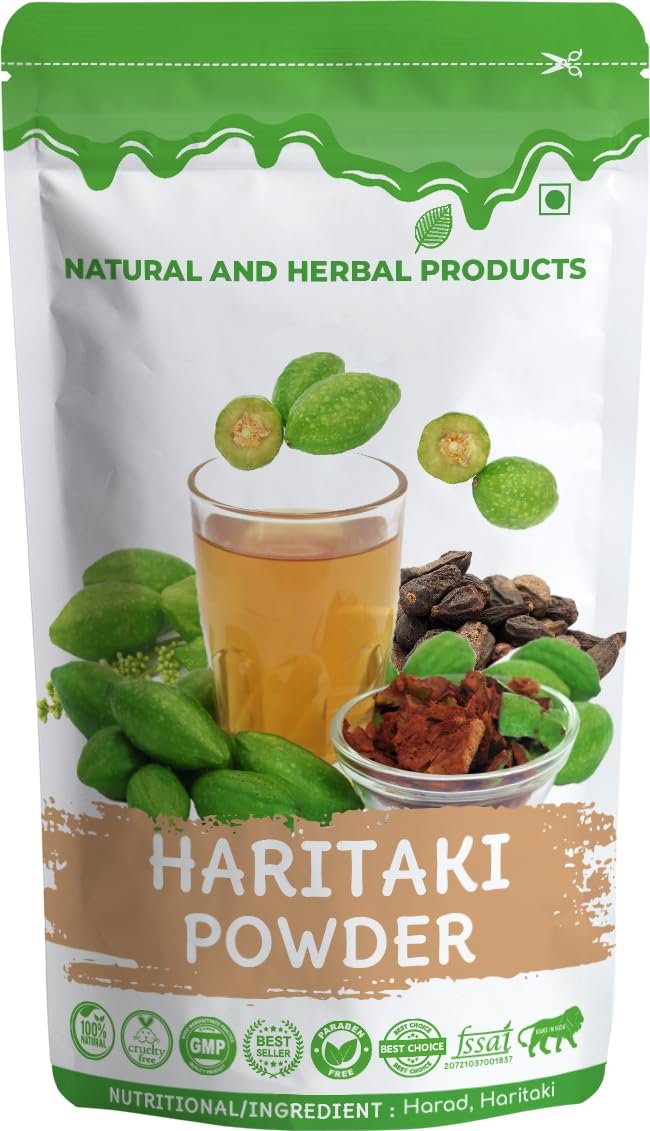 Natural and Herbal Products Haritaki Powder For Eating | Harad | Harade | Face Pack | Skin | Face Mask | Hair | Drink - 100Gram Myrobalan