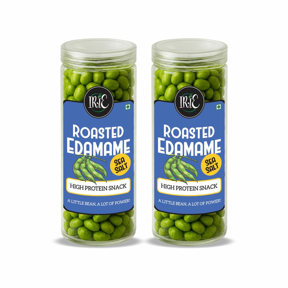 IRIE Roasted Edamame Beans  44g Plant Protein Crunchy Snack - 100g Jar | Sea Salt | Gluten-Free, Oil-Free & Vegan Snack