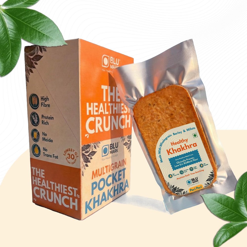 BluMark Pocket Khakhra combo of 6 | Low GI, High Fibre, Protein-Rich Healthy Snack | Diabetic Friendly | Roasted, Maida-Free, No Palm Oil | Pocket Friendly Indian Snack | Peri Peri | 6 x 50g Packs