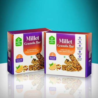 Farm Growers Millet Granola Bars  Orange, Cranberry & Fruit & Nut | 35g Each (Pack of 3) | Healthy Snack Made with Millets