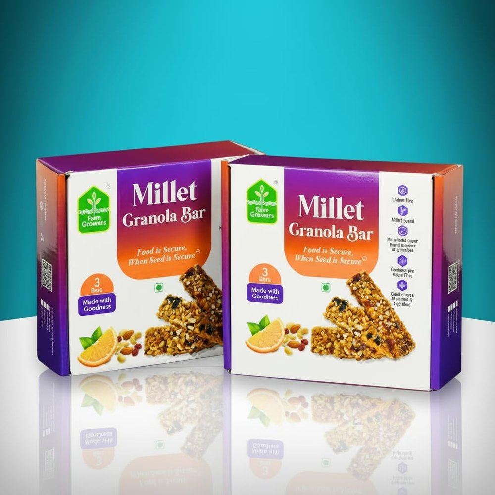 Farm Growers Millet Granola Bars  Orange, Cranberry & Fruit & Nut | 35g Each (Pack of 3) | Healthy Snack Made with Millets