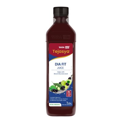 Tata 1mg Tejasya Dia-Fit Juice | Ayurvedic Blend of Karela, Jamun, Amla, Gudmar, Neem & Methi | Supports Healthy Blood Glucose Levels, Digestion & Immunity | No Added Sugar | 1000 ml