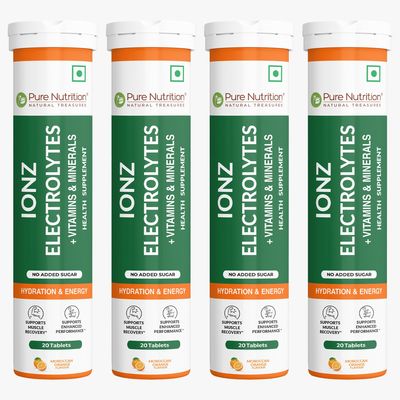 Pure Nutrition Ionz Electrolytes  Zero Sugar Added | 80 Effervescent Tabs (20x4)  Moroccan Orange Flavour | For Instant Hydration, Energy, Performance & Recovery