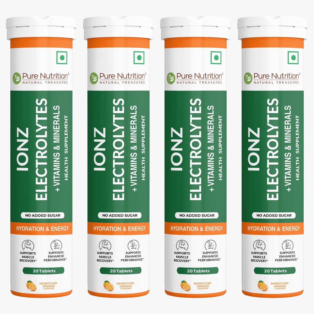 Pure Nutrition Ionz Electrolytes  Zero Sugar Added | 80 Effervescent Tabs (20x4)  Moroccan Orange Flavour | For Instant Hydration, Energy, Performance & Recovery